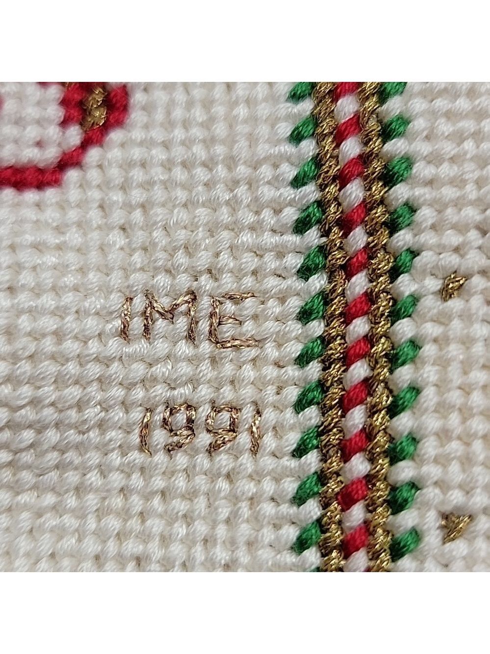 Vintage Handmade Needlepoint Christmas stocking signed - Picture 9 of 9